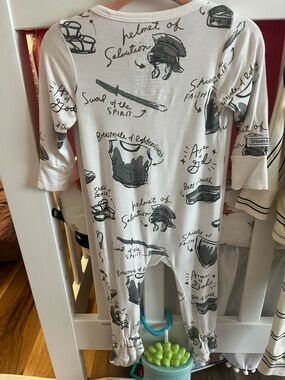 Holy Pals Armor of God Print Footie pajamas